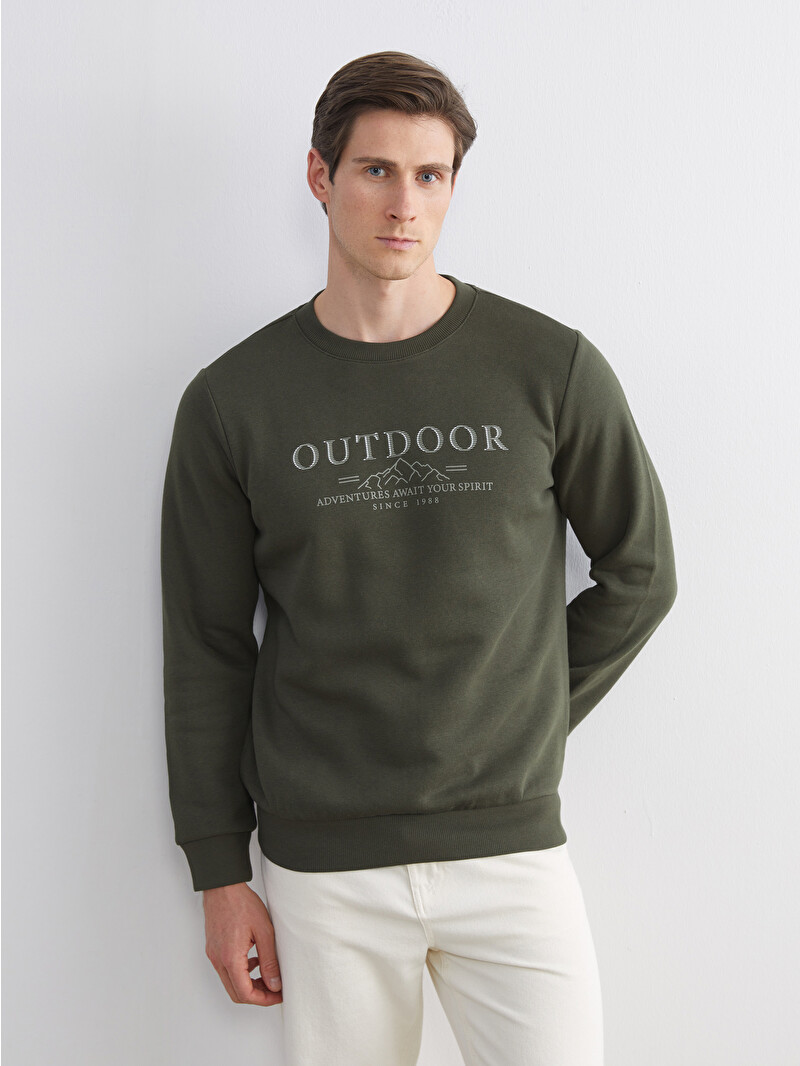 LCWAIKIKI Classic Crew Neck Printed Men's Thick Sweatshirt