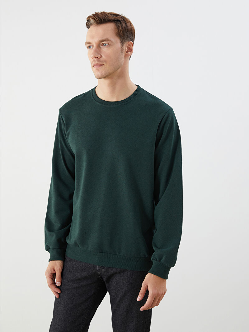 LCW ECO Gri Bisiklet Yaka Erkek Sweatshirt - W5G579Z8-CSW | LCW