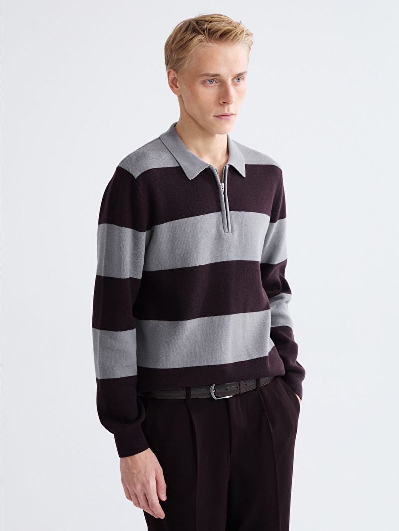 LCW Vision Polo Neck Striped Men's Knitwear Sweater - W5GB81Z8-ZQP