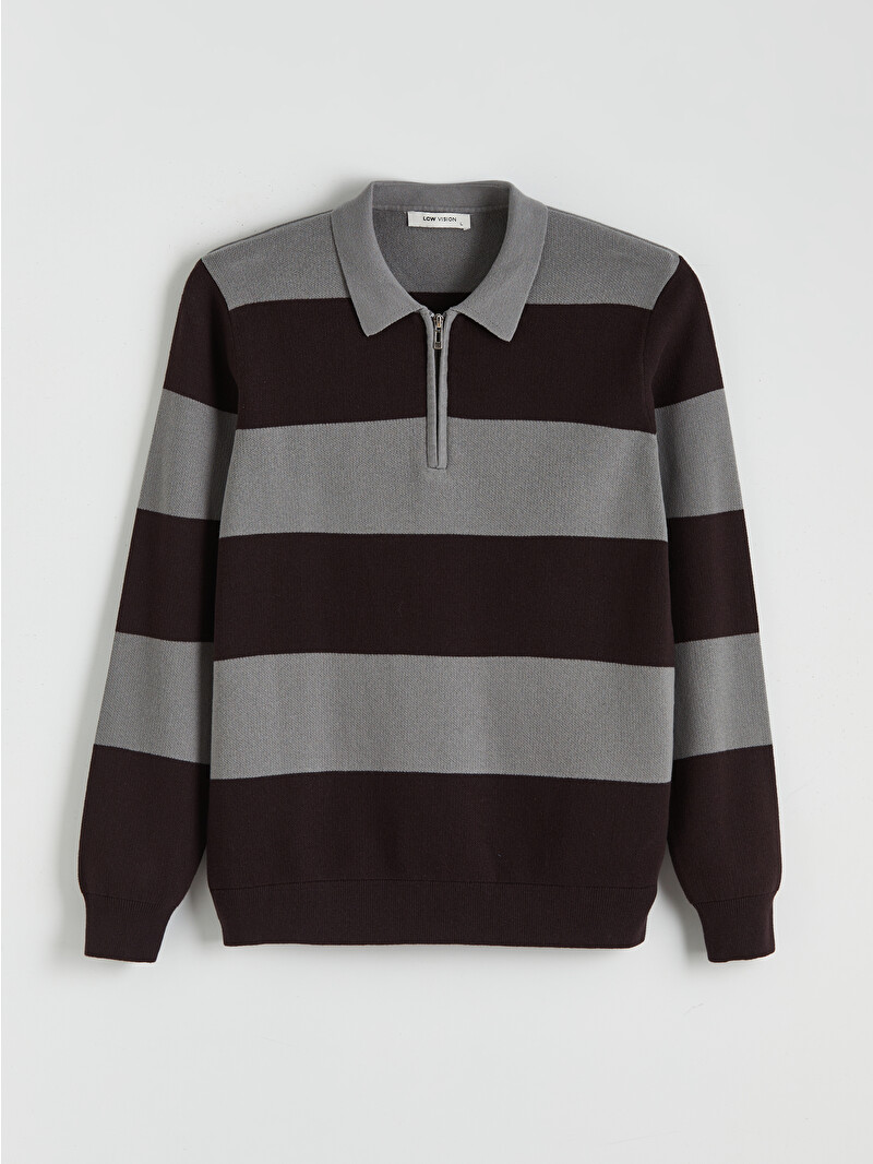 LCW Vision Polo Neck Striped Men's Knitwear Sweater - W5GB81Z8-ZQP