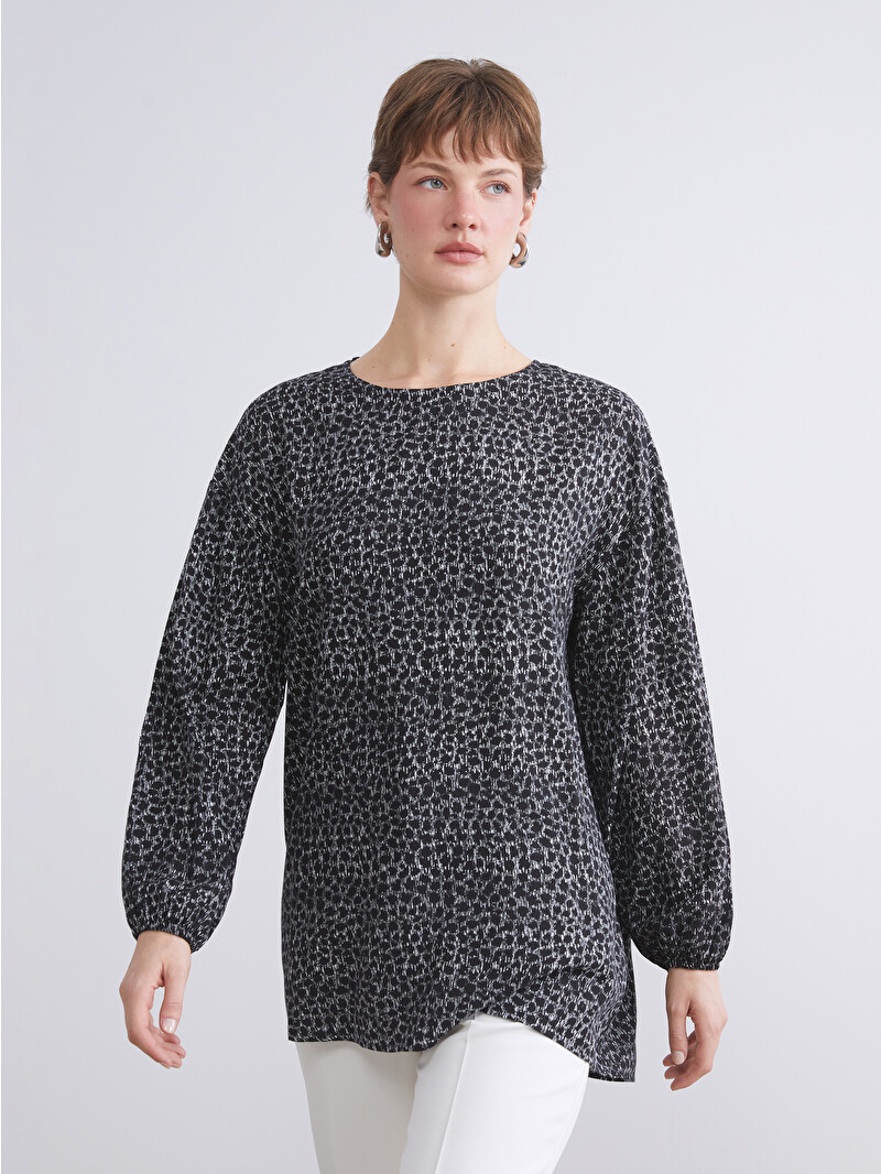 LCW ECO Crew Neck Patterned Blouse - W5GY55Z8-LQJ - LC Waikiki