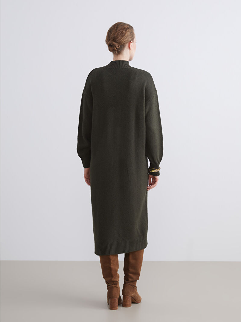 LCW Comfort Haki Dik Yaka Triko Elbise - W5HA21Z8-YHX | LCW