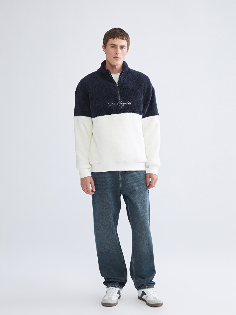 LCW ECO Funnel Neck Long Sleeve Plush Men's Sweatshirt - W5HY40Z8