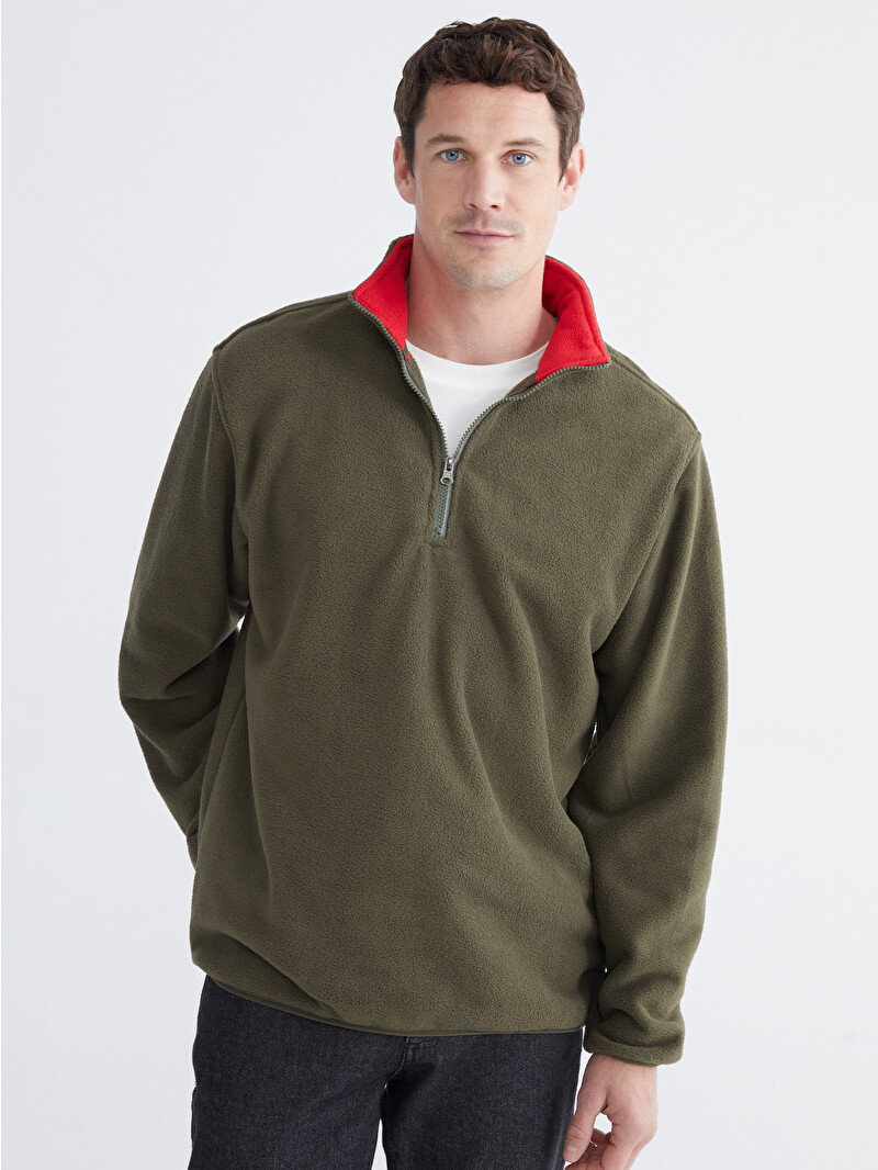 LC WAIKIKI Men's Half-Zip Fleece Sweatshirt - W5HY92Z8-DYG - LC