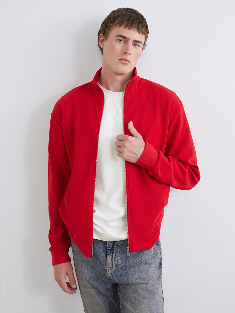 XSIDE Relaxed Fit Funnel Neck Men's Zip-Up Sweatshirt - W5I127Z8