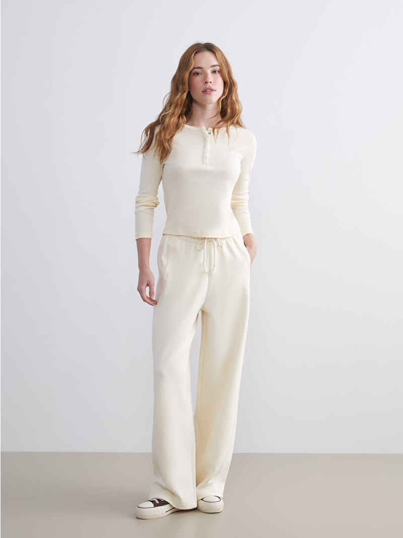 Eaphi PATCHWORKPANTS ホワイト 26SS XSIDE Женские широкие спортивные штаны с эластичным поясом