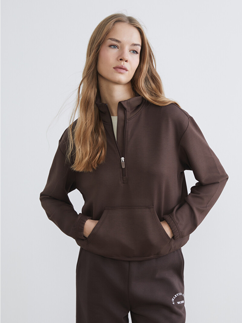 XSIDE Funnel Neck Women's Sweatshirt - W5ID40Z8-D7V - LC Waikiki