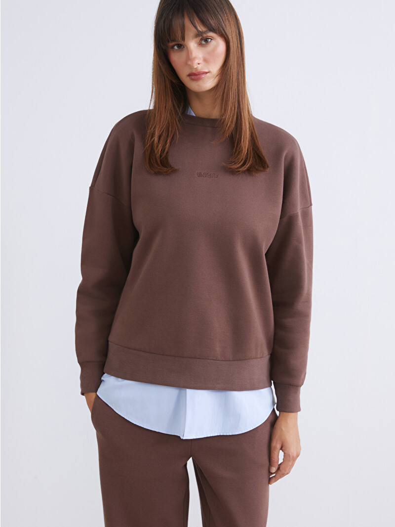 LCW Vision Embroidered Oversize Women's Thick Sweatshirt