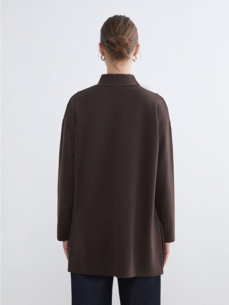 LCW Modest Kahverengi Dik Yaka Kadın Sweatshirt Tunik - W5JC08Z8