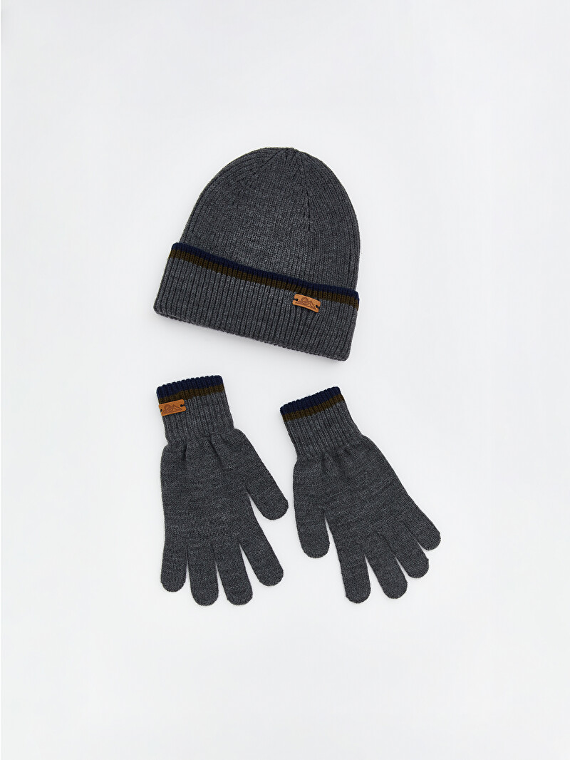 LCW ACCESSORIES New Year Themed Men's Beanie and Glove Set