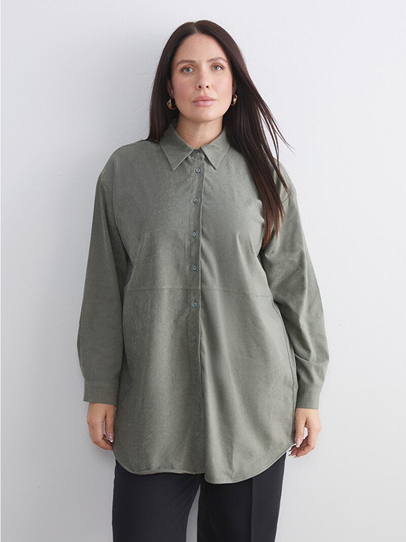 LCW Modest Faux Suede Women's Shirt Tunic - W5JN20Z8-JYN - LC Waikiki