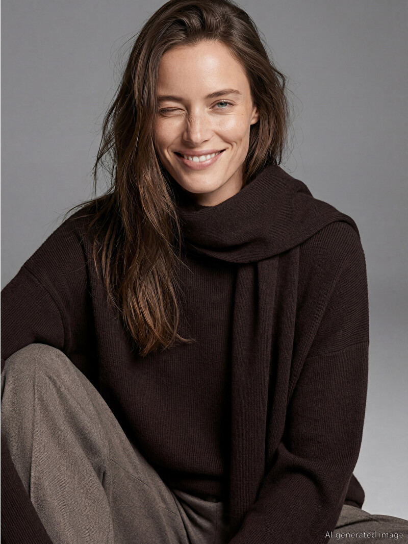LCWAIKIKI Classic Scarf Oversize Women's Knitwear Sweater
