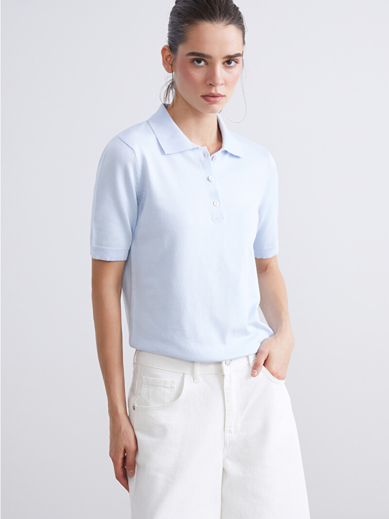LCW Vision Polo Yaka Kadın Triko Kazak - W5K264Z8-CUN | LC Waikiki