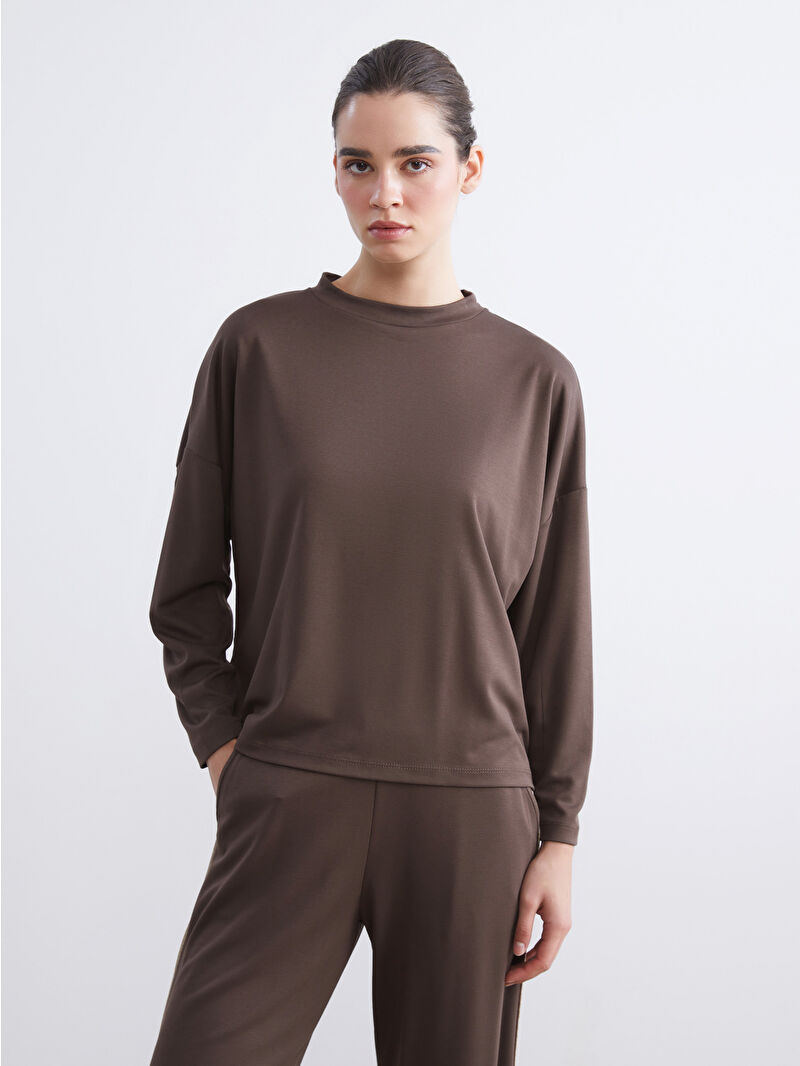 Natuvera Kahverengi Bisiklet Yaka Kadın Sweatshirt - W5KG16Z8-ZZ0