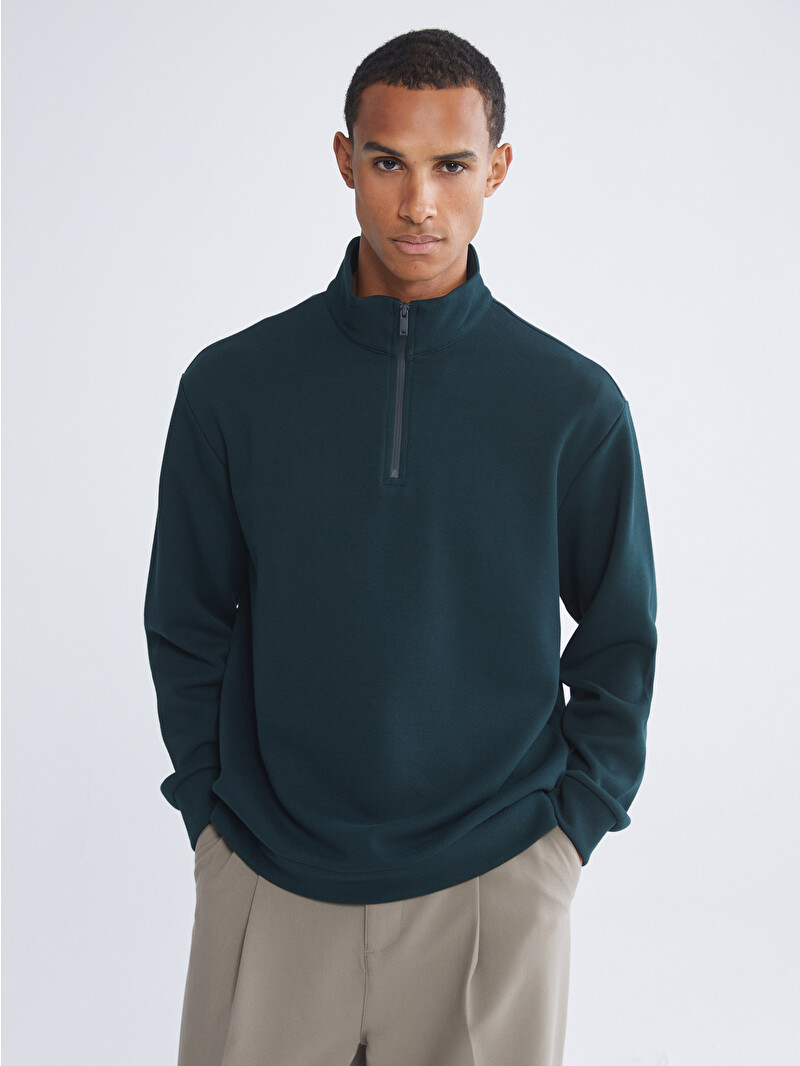 LCW Vision Zippered Funnel Neck Men's Thick Sweatshirt - W5L415Z8