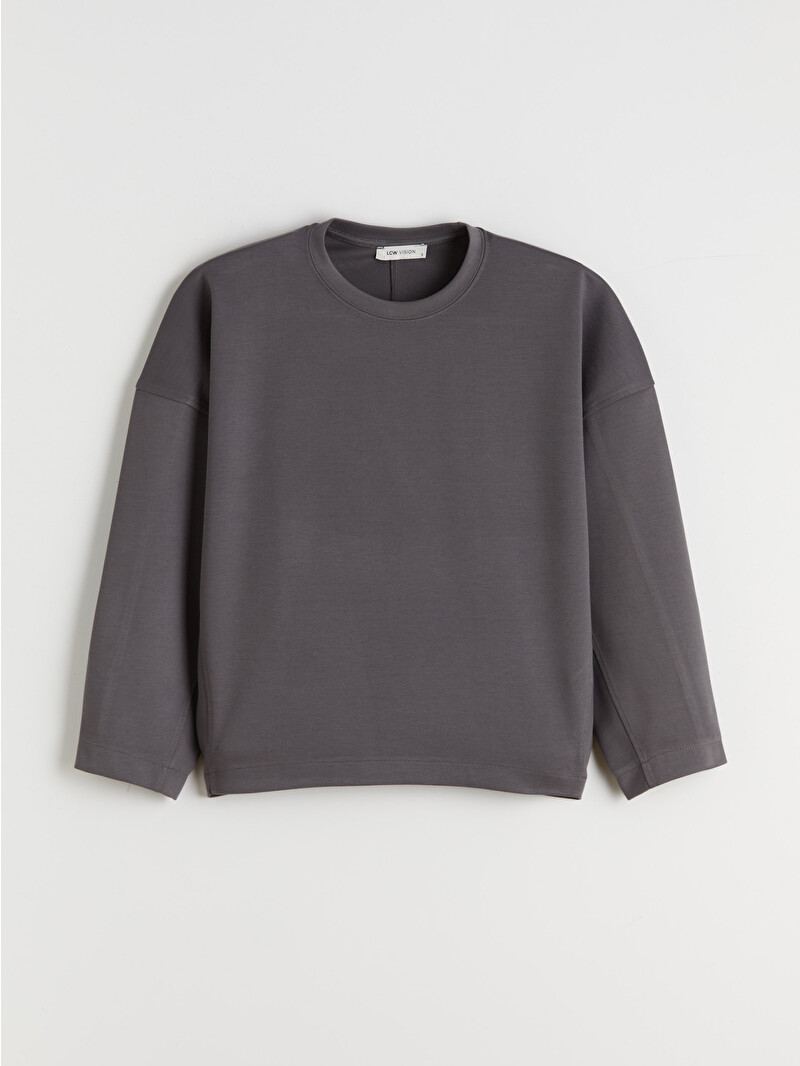 LCW Vision Antrasit Bisiklet Yaka Kadın Sweatshirt - W5LF52Z8-JPT