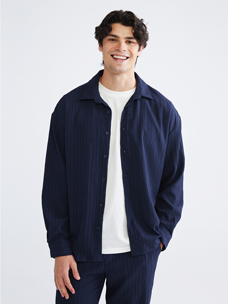 XSIDE Relaxed Fit Textured Men's Shirt - W5M189Z8-Z46 - LC Waikiki