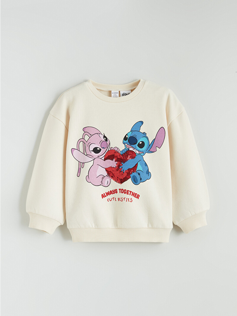 LCW Kids Lilo ve Stitch Baskılı Kız Çocuk Sweatshirt ve Pantolon