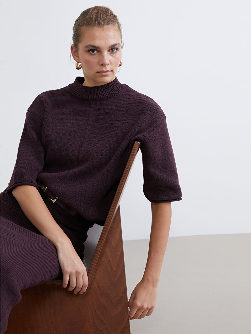 LCW Vision Mürdüm Dik Yaka Kadın Triko Kazak - W5MI32Z8-8IX | LCW