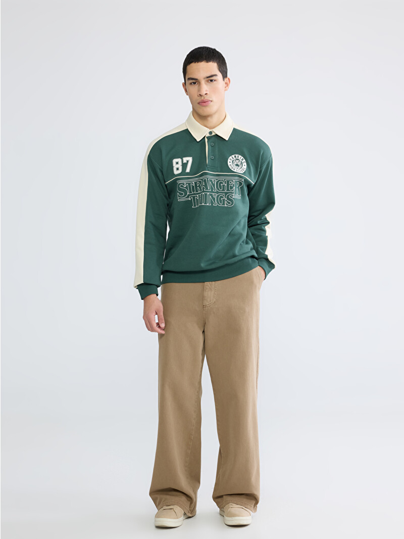 XSIDE Polo Neck Stranger Things Printed Men's Thick Sweatshirt