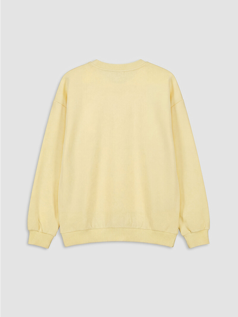 LCW Kids Sarı Bisiklet Yaka Baskılı Erkek Çocuk Sweatshirt