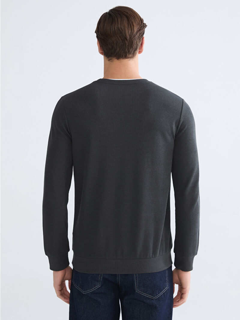 LCWAIKIKI Classic Antrasit Bisiklet Yaka Erkek Sweatshirt