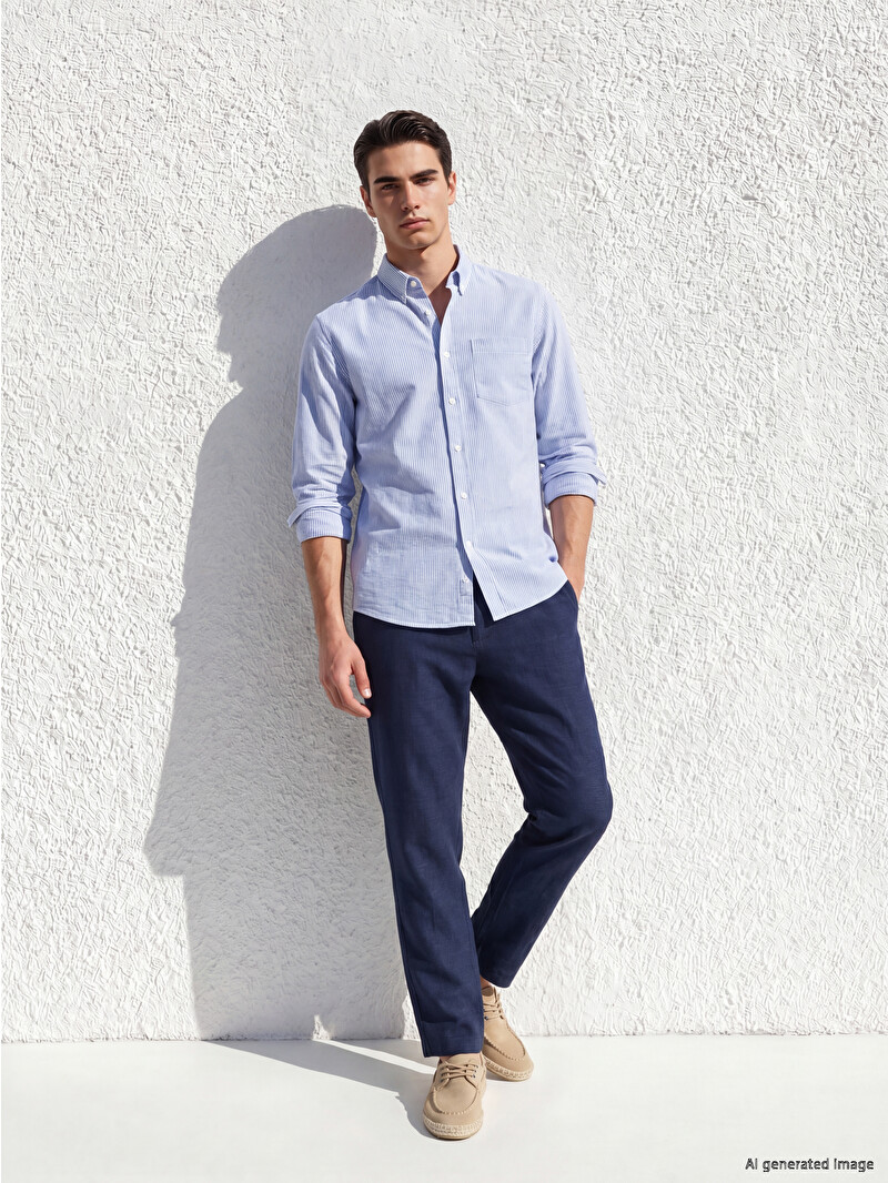 LCWAIKIKI Classic Regular Fit Linen Blend Men's Chino Trousers