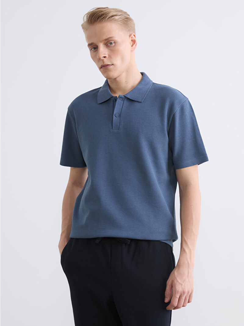 トップス CDG HOMME Tanaka Knit Polo Shirt Navy L LCW Vision Polo Shirt for Men - S64126Z8-HHX | LC Waikiki