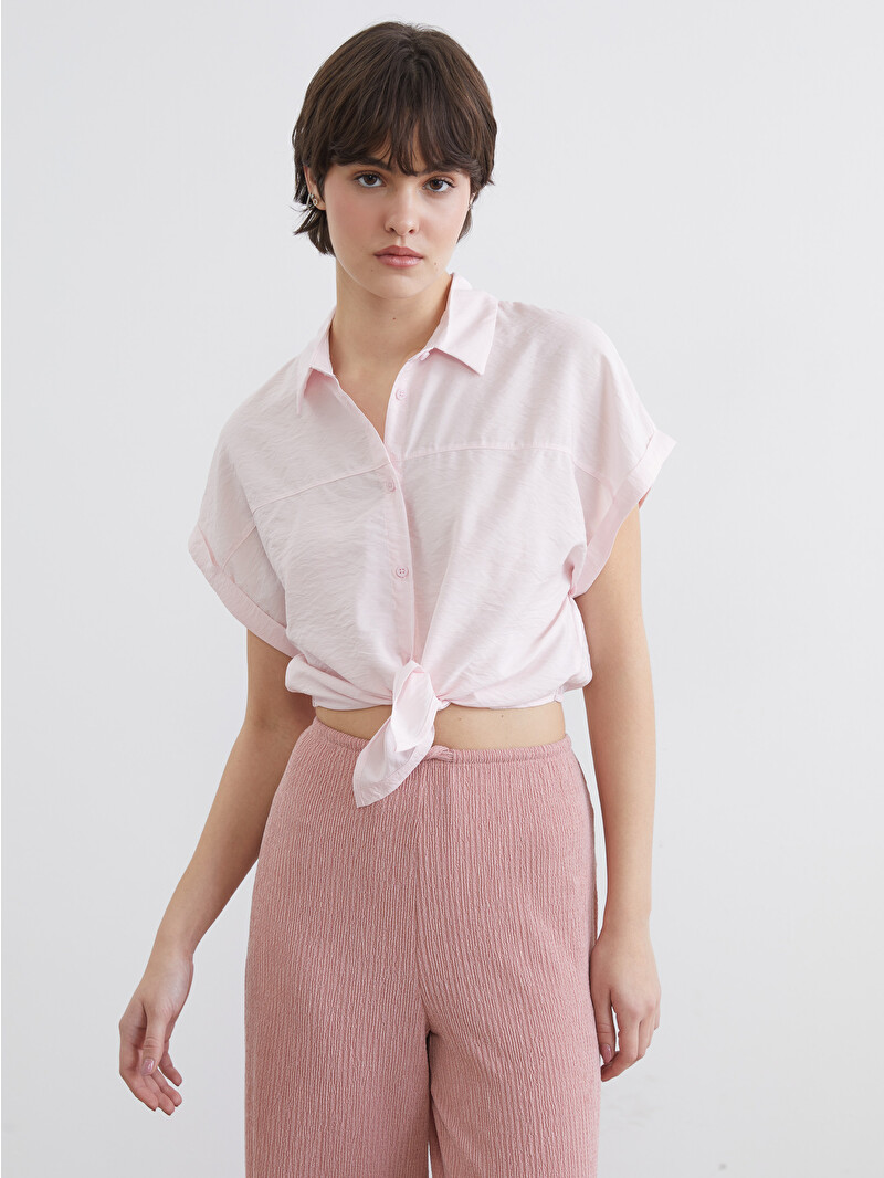 XSIDE Textured Crop Aerobin Women's Shirt - S64461Z8-J3N - LC Waikiki