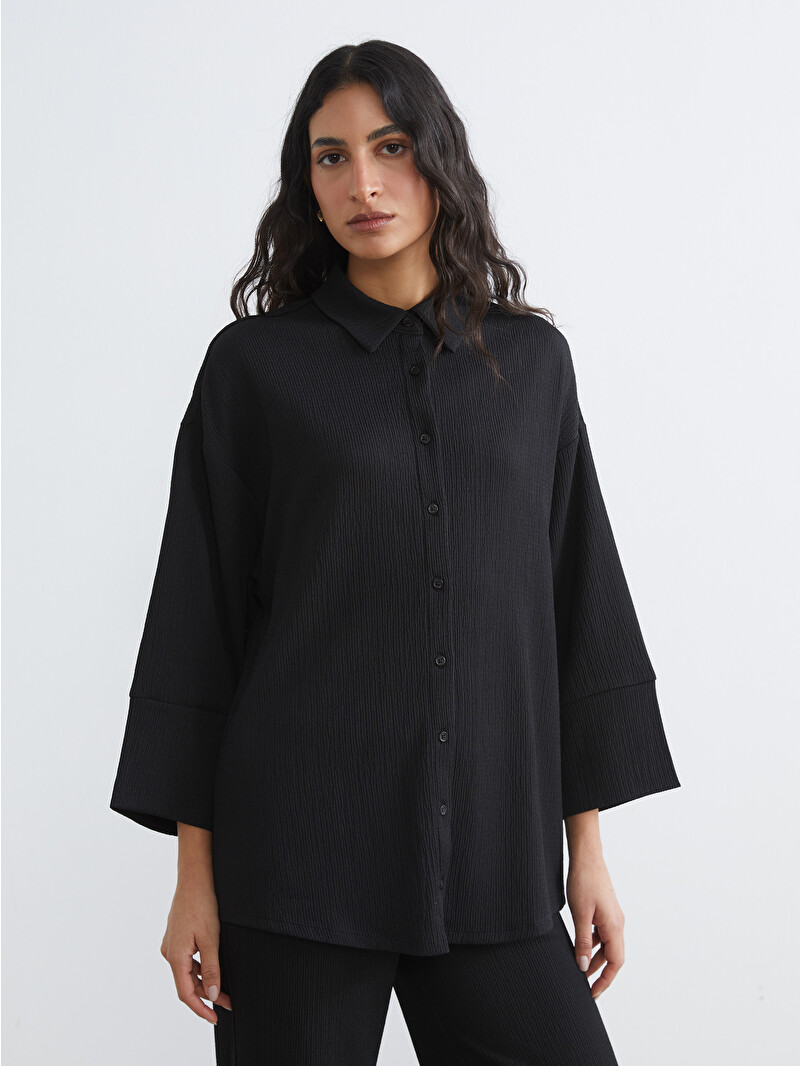 LCW Modest Textured Oversized Women's Shirt Tunic - S64901Z8-HEG
