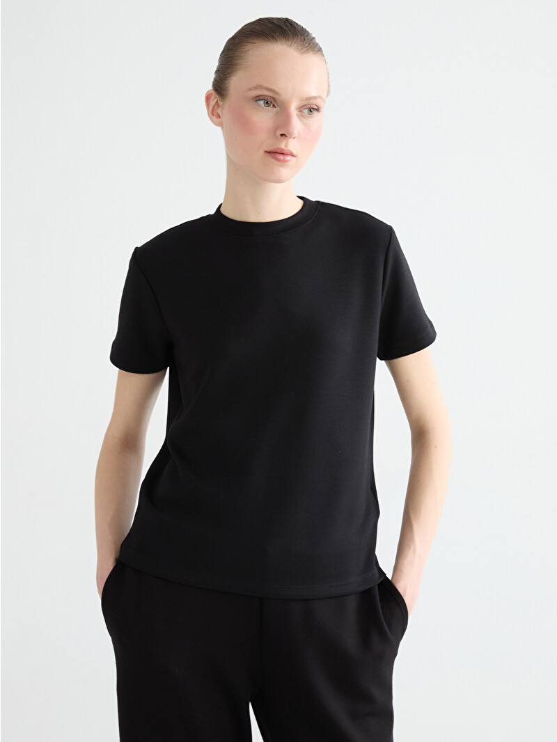 LCW Comfort Soft Touch Women's T-Shirt with a Stand-Up Collar