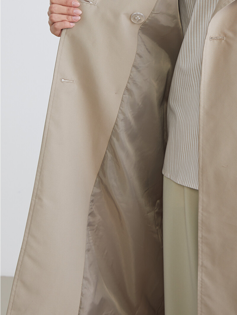 LCWAIKIKI Classic Bej Kruvaze Yaka Kadın Trençkot - S65961Z8-KNF | LCW