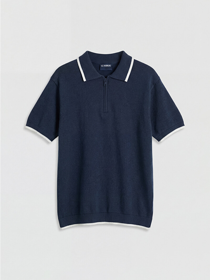 LCW Kids Lacivert Polo Yaka Erkek Çocuk Triko Kazak - S66383Z4-HFK