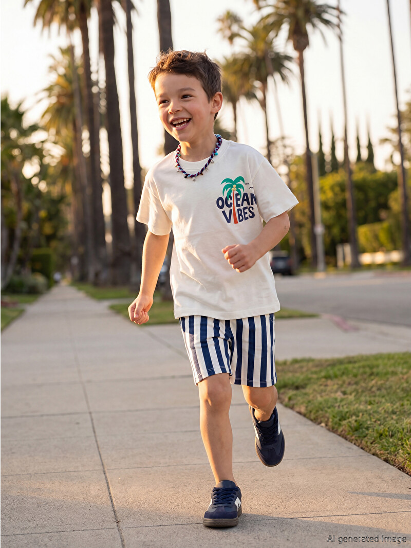 LCW Kids Baskılı Erkek Çocuk Şort ve Tişört - S69765Z1-R9J | LC