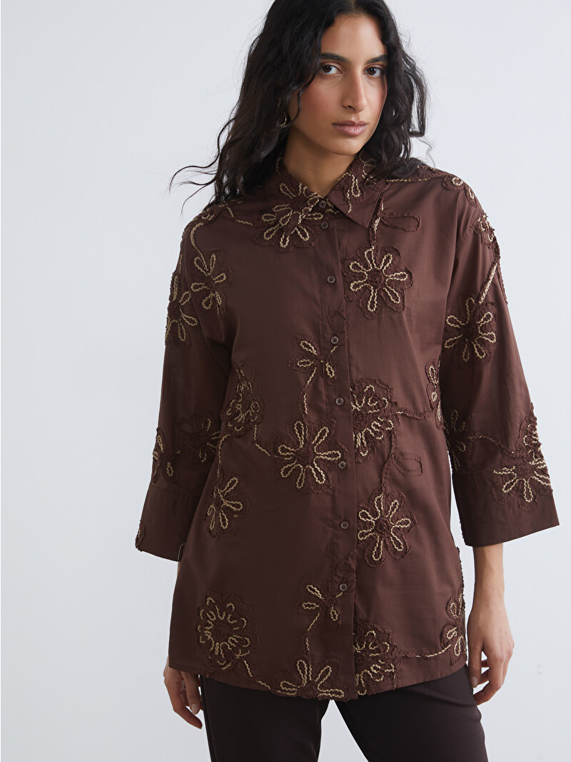 LCW Modest Embroidered Women's Shirt Tunic - S6AS76Z8-HGT - LC Waikiki