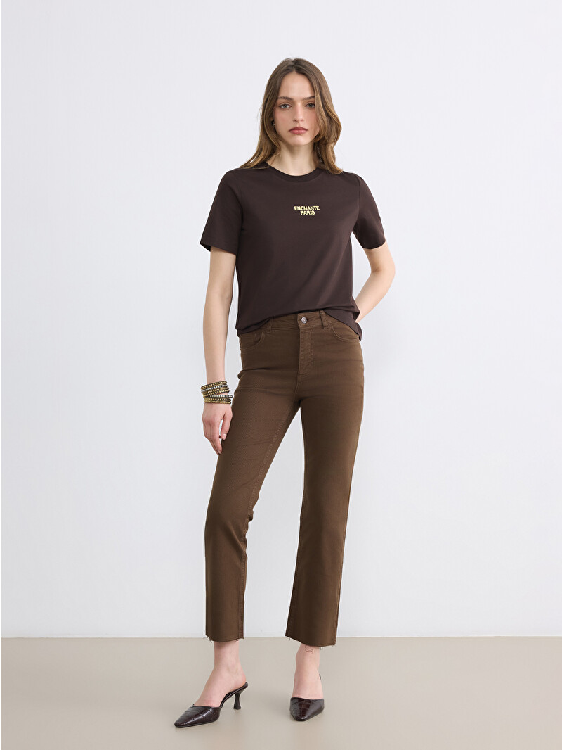 LCW Jeans Kahverengi Crop Flare Kadın Jean Pantolon - S6CF06Z8-D6L