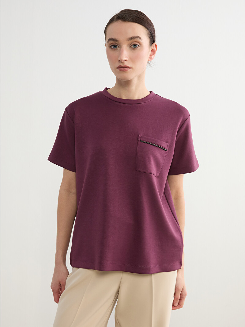 LCW Modest Woman PLUM T-Shirt - S6FK26Z8-HNV - LC Waikiki