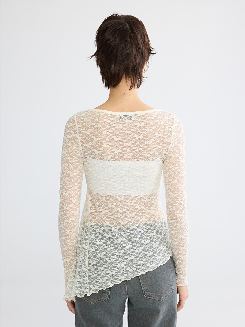 LCW Vision Crew Neck Lace Blouse - S6GN54Z8-R9J | LC Waikiki