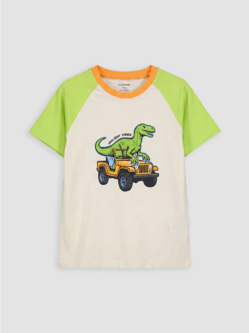 LCW Kids Bej Dinozor Baskılı Erkek Çocuk Tişört - S6GQ73Z1-QVK | LCW