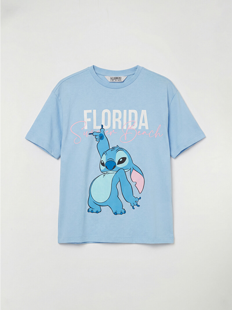 LCW Kids Stitch Printed Girls' T-Shirt - S6GV98Z4-YTE - LC Waikiki