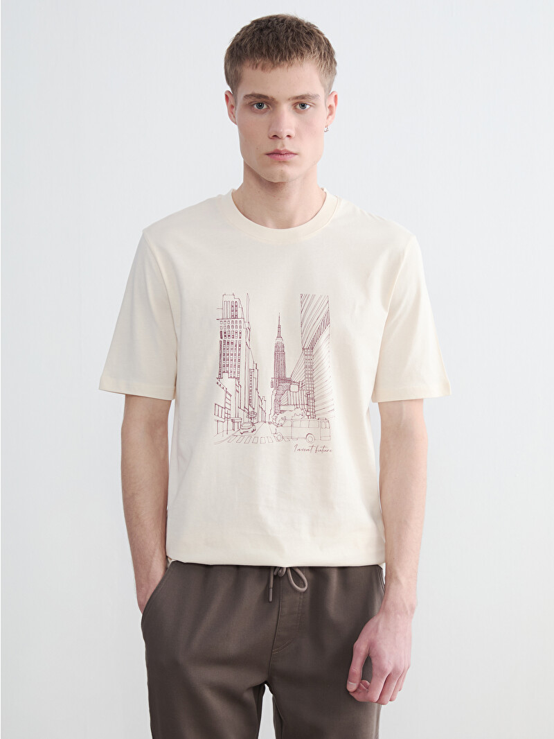 XSIDE Crew Neck NYC Printed Men's T-Shirt - S6HL56Z8-2OP - LC Waikiki