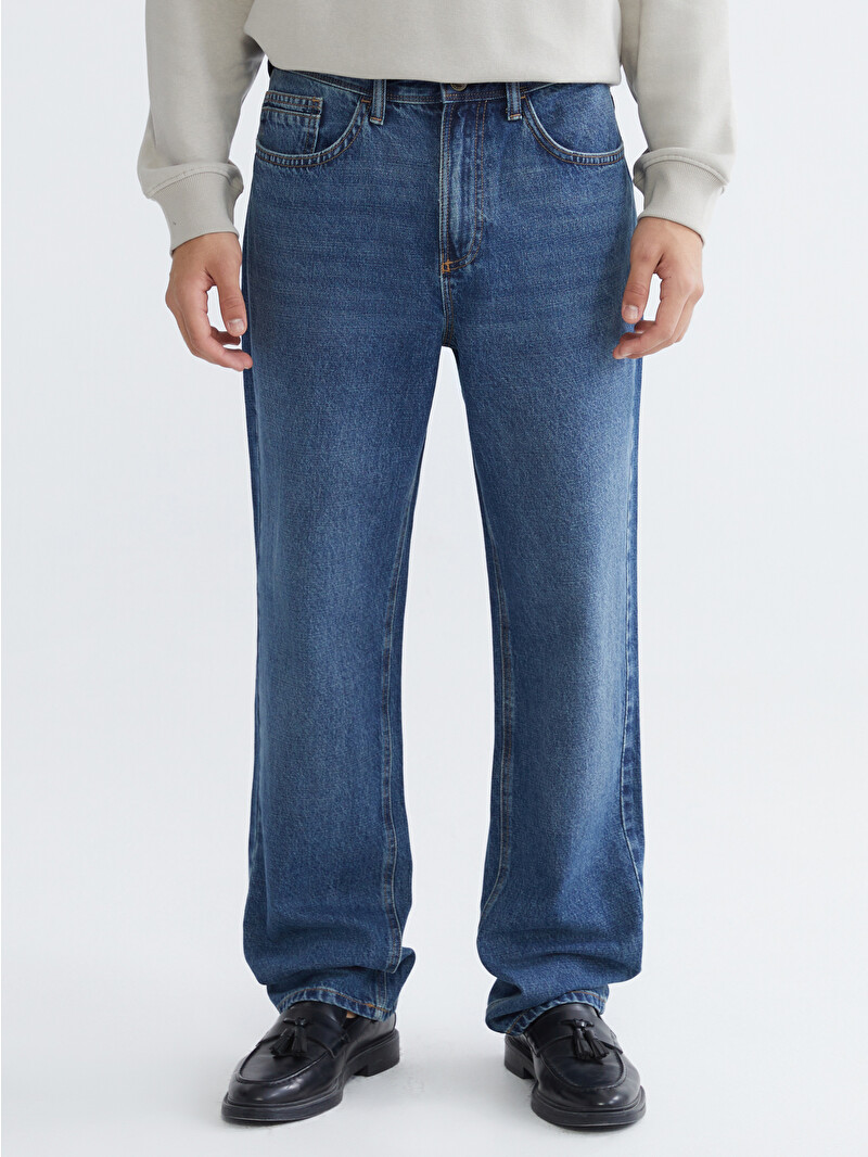 XSIDE İndigo Straight Fit Erkek Jean Pantolon - S6I428Z8-309 | LCW