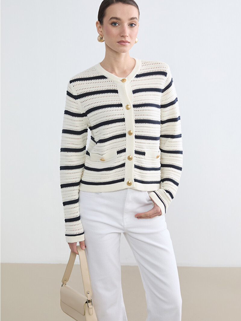 きり　36 LCW Modest Bisiklet Yaka Kadın Triko Hırka - S6I518Z8-LGS | LCW