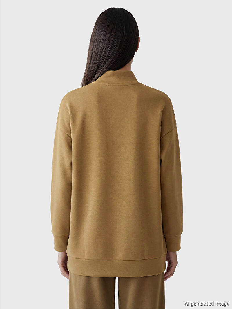 LCW EVERYDAY Haki Dik Yaka Kadın Sweatshirt - S6IF99Z8-H9E | LCW