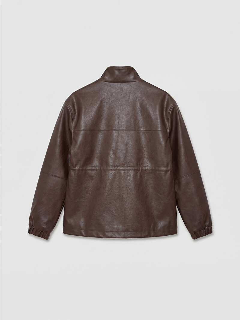 LCW Vision Mock Neck Leather Look Women's Jacket - S6IH70Z8-CT9