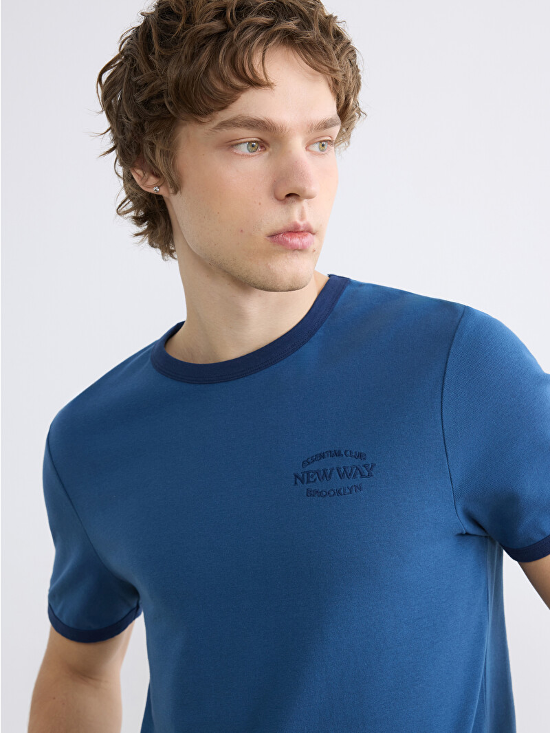 clesste boy Tシャツ size2 fade Blue XSIDE Bisiklet Yaka Brooklyn Baskılı Erkek Tişört - S6JE55Z8-HFS | LCW