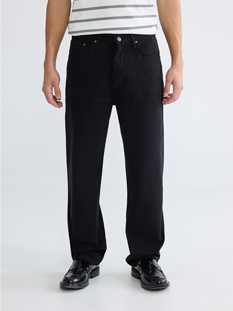 XSIDE Siyah Standart Kalıp Gabardin Erkek Pantolon - S6JF54Z8-RQL