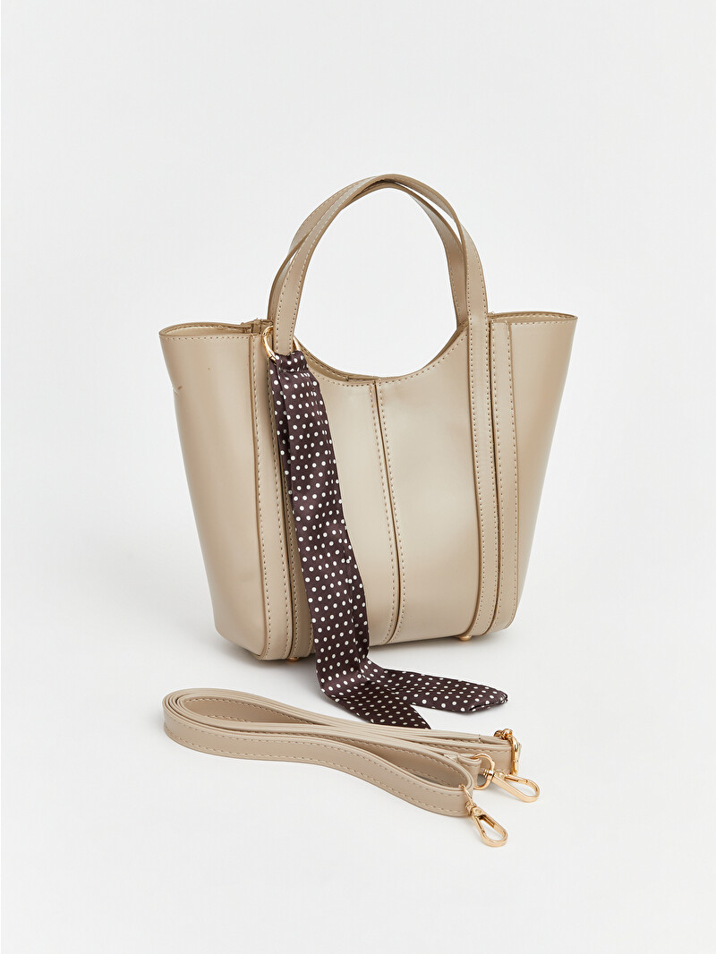 LCW ACCESSORIES Bej Çift Saplı Fular Aksesuarlı Kadın Omuz Çantası