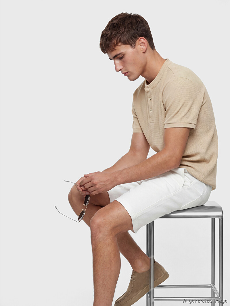 LCW Vision Textured Henley Tee for Men - S6K893Z8-HZZ - LC Waikiki