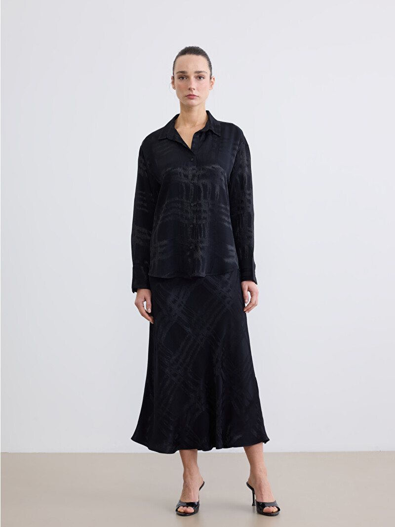 LCW STUDIO Patterned Satin Skirt with Elastic Waistband - S6KJ39Z8
